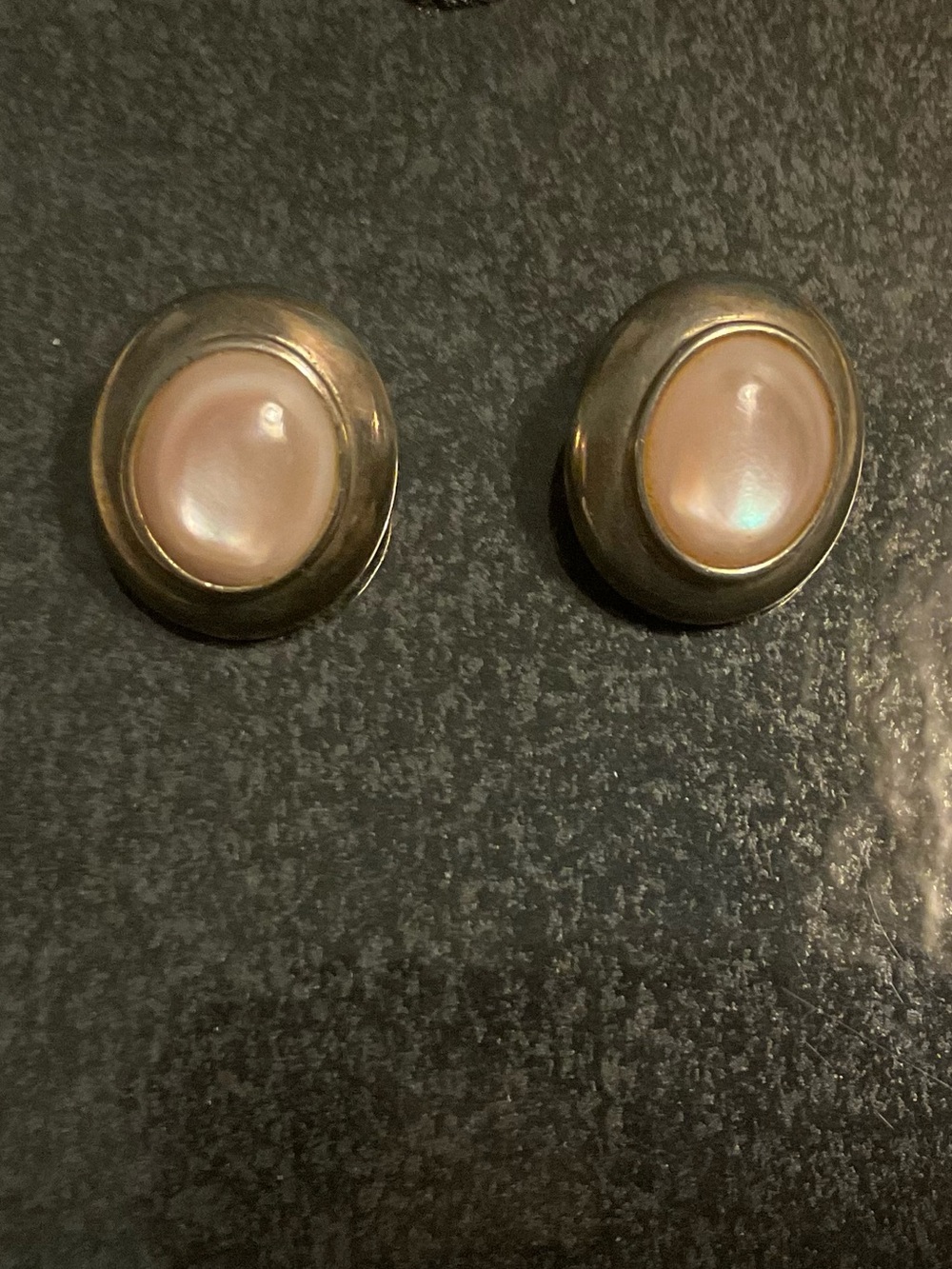 Pink MOP Oval Post Earrings Sterling Silver